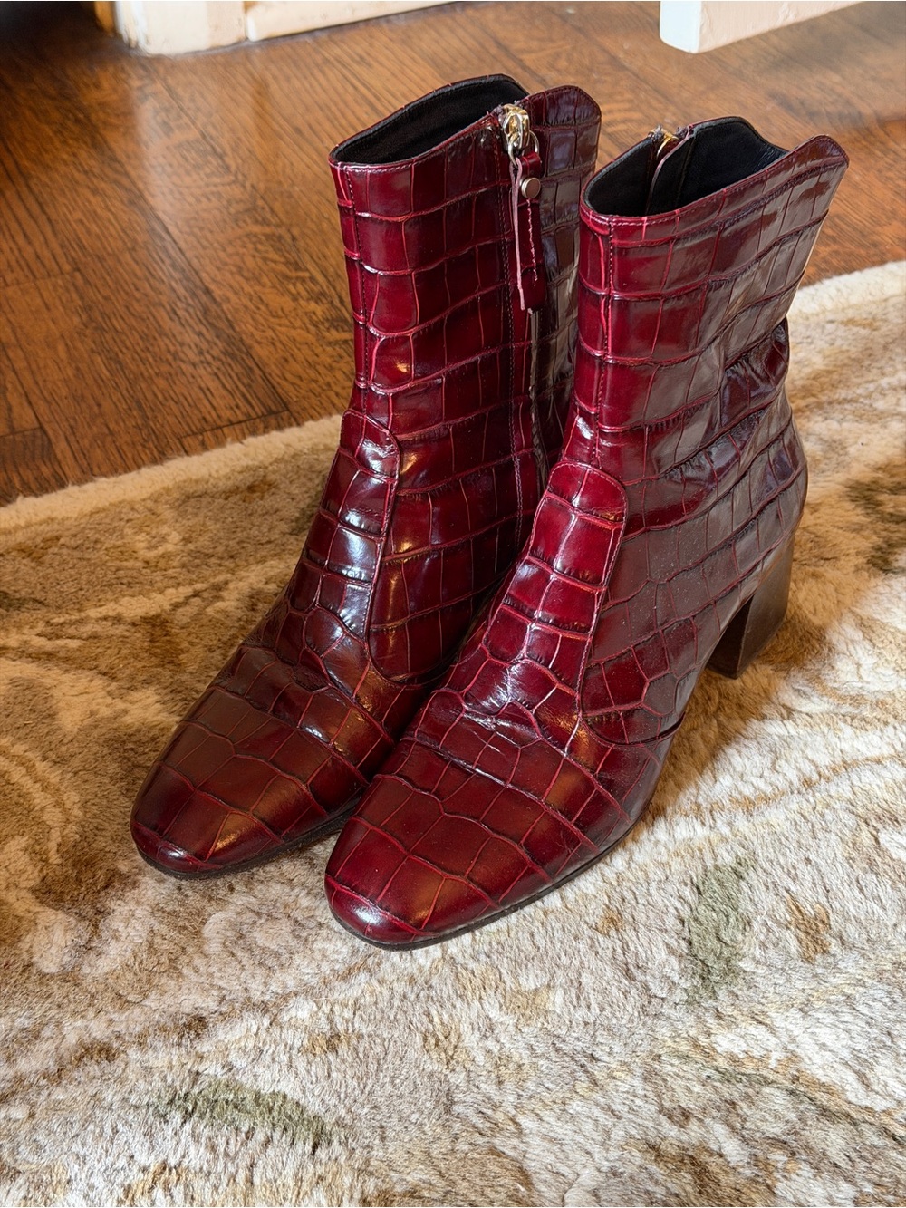 M Gemi Corsa Concavo Croc Leather Booties